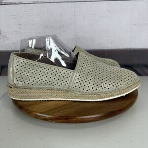 Trask Shoe Womens 9.5 M Paige Espadrilled Jute Metallic Suede Perforated Shimmer